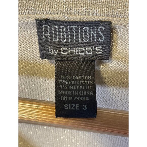 Additions by Chico's Gold Metallic V Neck Long Sleeve Knit Sweater Sz XL - Picture 5 of 8